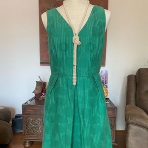 J crew Jacquard women’s dress green size 6